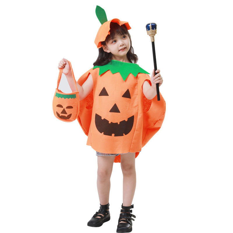 Wholesale Halloween Kids Adult Pumpkin Costume Pumpkin Bag Pumpkin Hat Set Show Festive Props