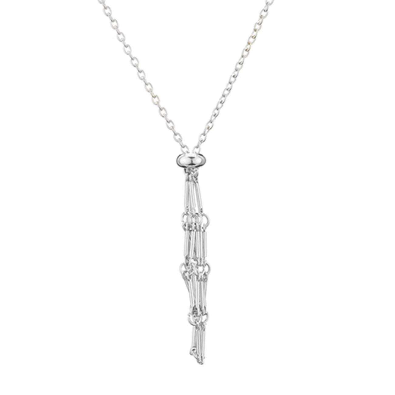 Wholesale  crystal stone net pocket woven metal net pocket necklace bamboo necklace pendant sweater chain adjustment chain