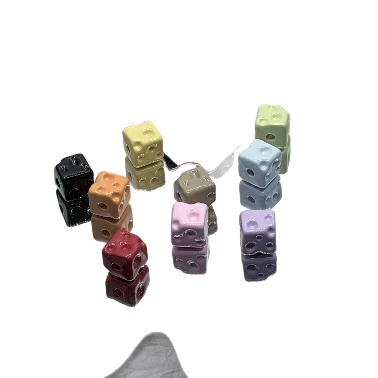 Wholesale 10pcs Alloy Cheese Block Square Colorful Alloy Beads Accessories DIY Accessories