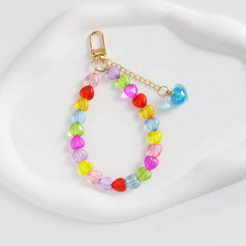 Llaves acrílicos de corazones coloridos con cuentas al por mayor