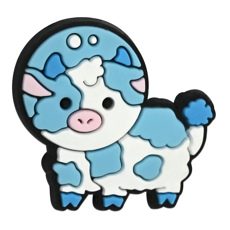 Wholesale Random 100pcs Cartoon Colorful Cow Series Pvc Soft Glue Double-Sided Focus Beads