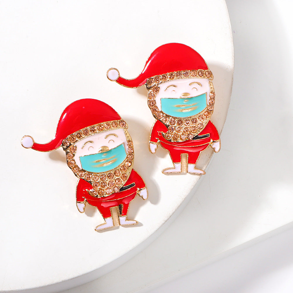 Wholesale Christmas Candy Cane Christmas Tree Stud  Alloy Earrings