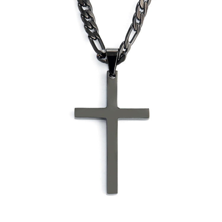 Wholesale Snake bone chain double layered cross pendant stainless steel necklace