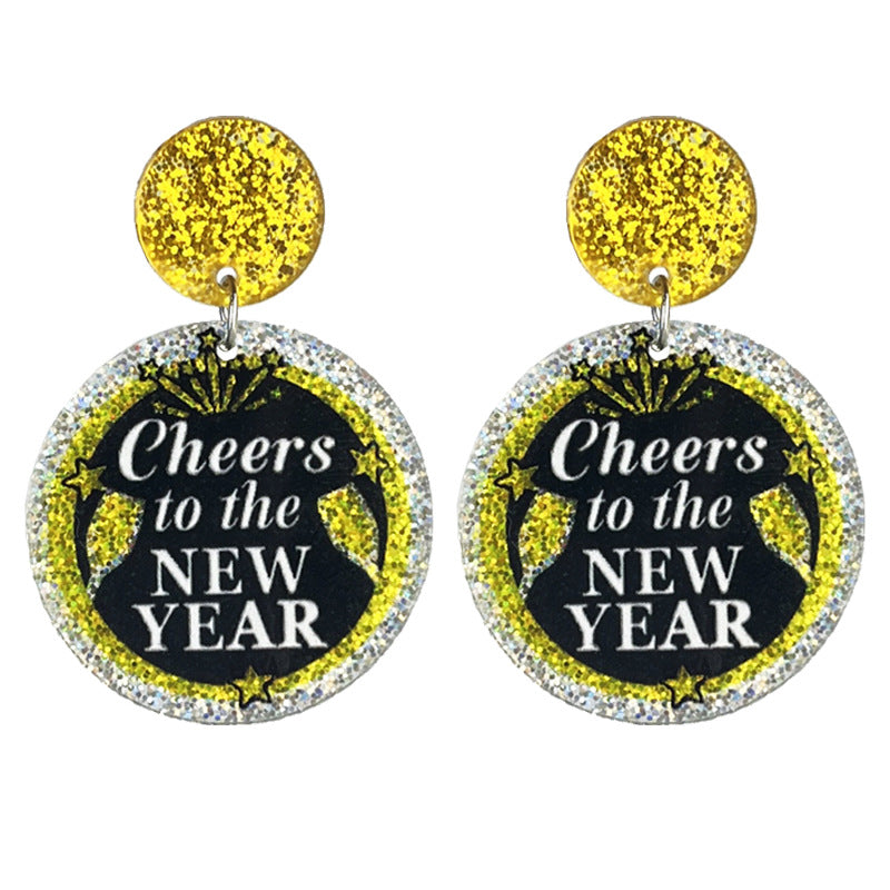 Wholesale Creative Design Fireworks Beer New Year Shiny Earrings