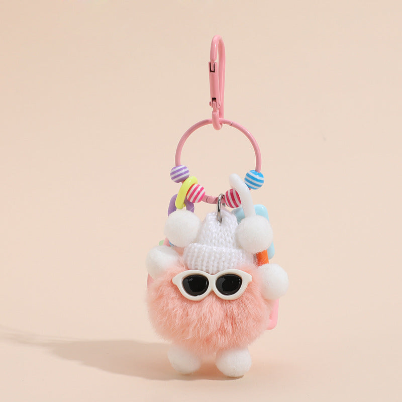 Wholesale of Colorful Cute Fur Ball Cartoons Metal Keychain