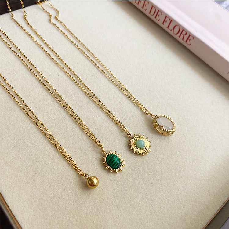 Wholesale Titanium Steel Non-fading Ball Oval Necklaces