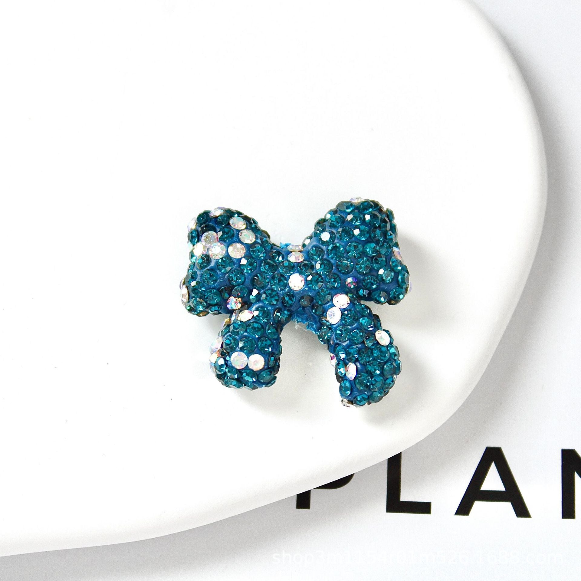 Wholesale 10pcs Colorful diamond clay butterfly bow ribbon with vertical hole beads