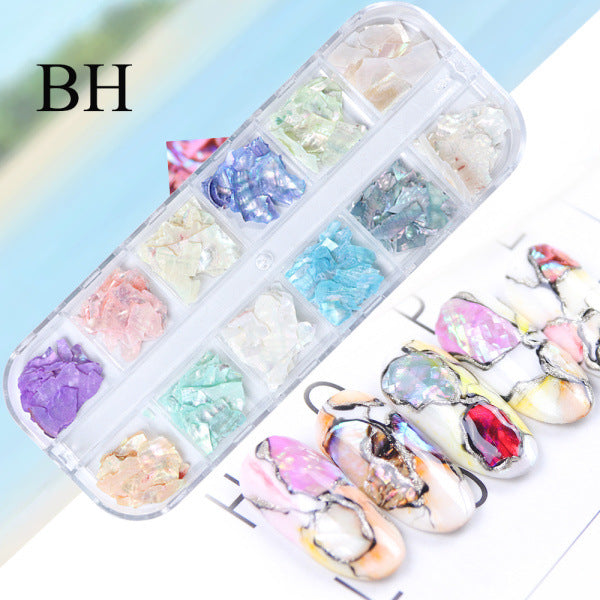 Wholesale 3pcs Butterfly Mica Platinum Fragment Hexagonal Nail Jewelry Patch