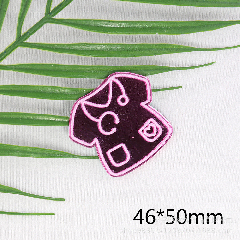 Wholesale 10pcs Powder Blue Double Mirror Acrylic Skull Organ DIY Patch Accessories