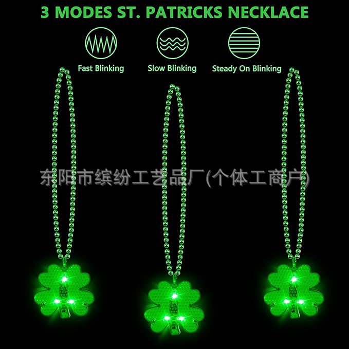 Wholesale St.  Patrick' s Day LED light clover luminous necklace