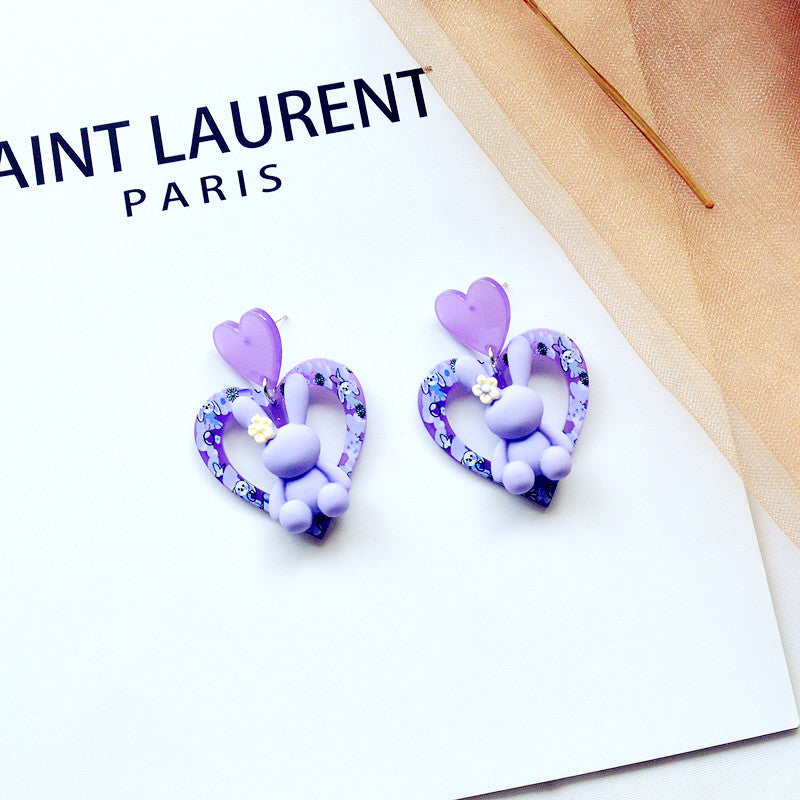 Wholesale Cute Rabbit Girls Love Stud Earrings