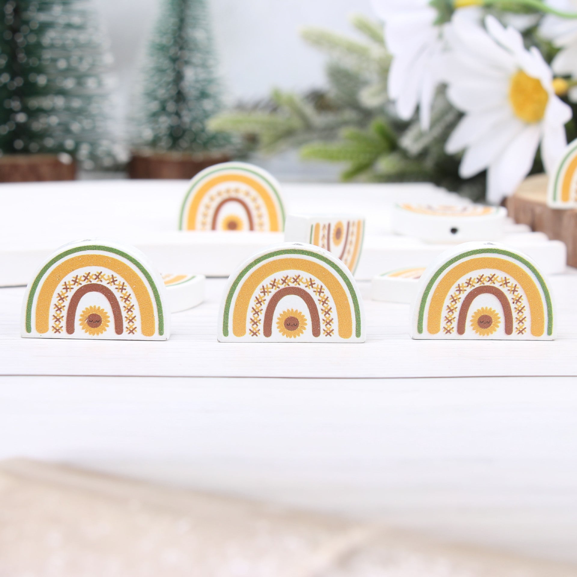 Wholesale 20pcs 16mm Sunflower Colorful Butterfly Wooden Beads