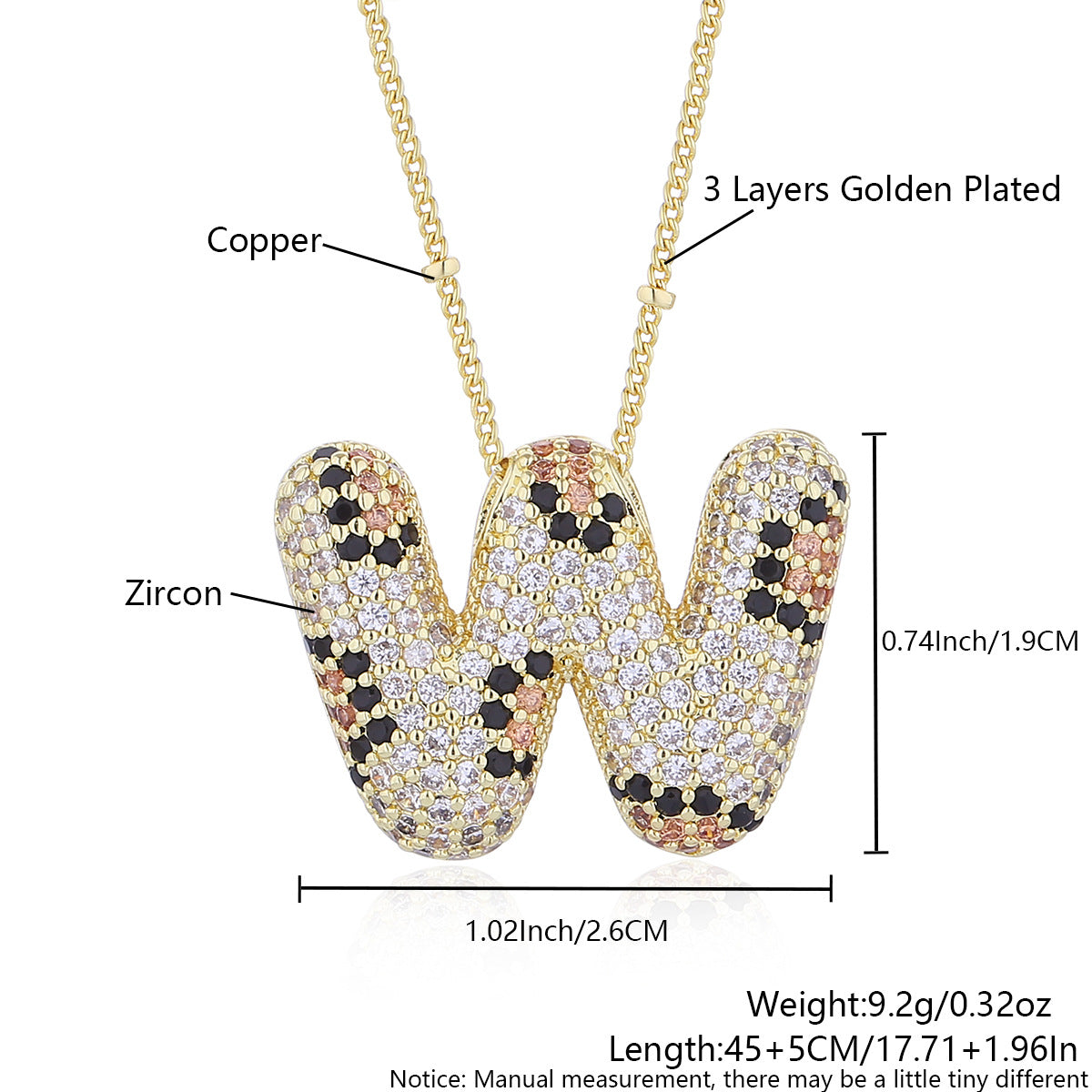 Wholesale Leopard Print Letter Necklace Copper Plated Real Gold Full Diamond Zircon Necklace Fashion English Letter Necklace Women