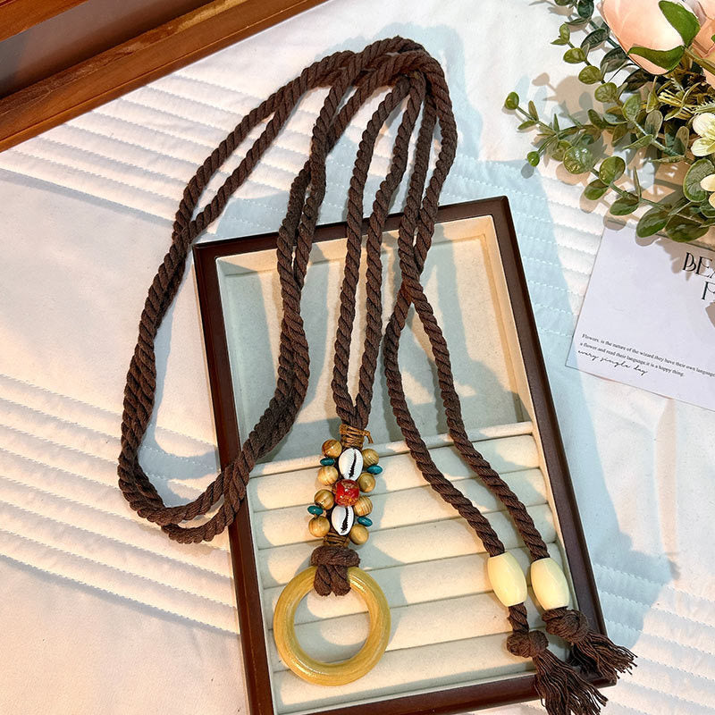 Wholesale Women's Versatile Dress Accessories Waist Rope Bohemian Braided Hemp Rope Waist Chain Thin Belt