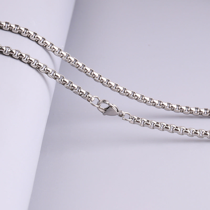Wholesale Versatile DIY Stainless Steel 18k Gold Plated Chain Bar Titanium Steel Square Pearl Necklaces