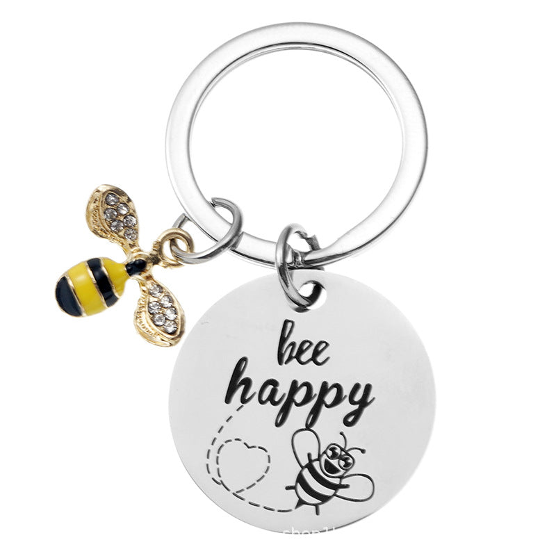 Wholesale Stainless Steel Cartoon Little Bee Creative Cute Keychain