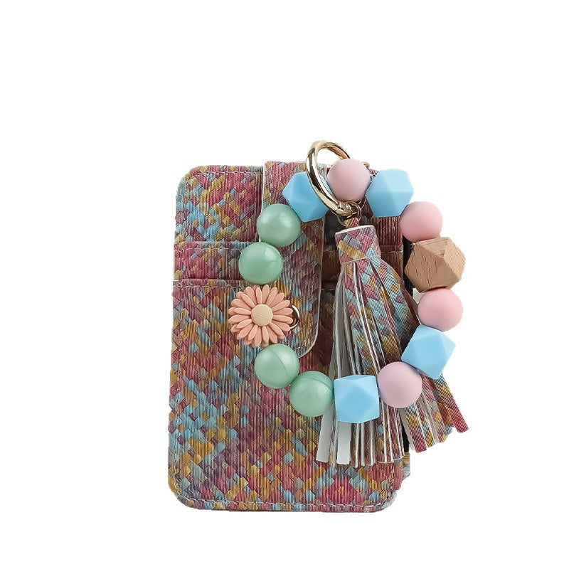 Wholesale Bohemian  Silicone Beaded Wrist Keychain