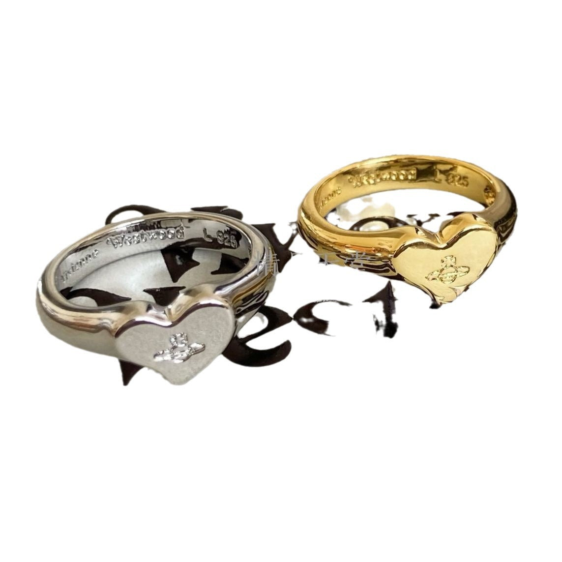 Wholesale Heart shaped Saturn opening retro electroplated ring