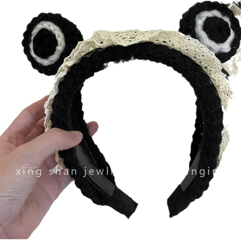 Wholesale Cute Creative Big Eyes Frog Knitted Non-slip Hairband