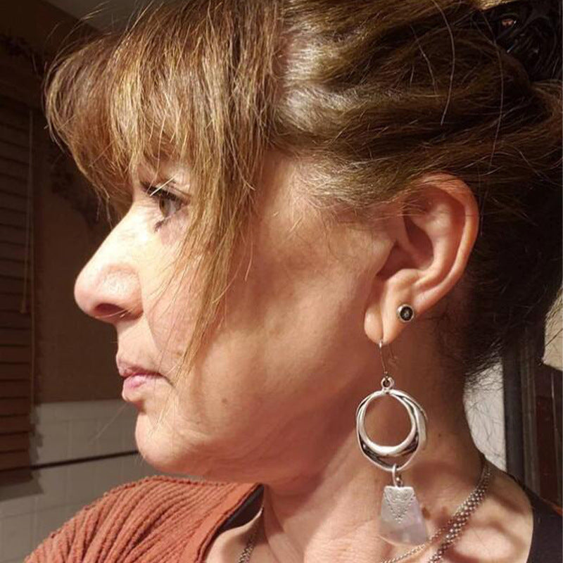 Wholesale Bohemian Retro Ring Hollow Metal Dressed Earrings Ethnic Style Jewelry