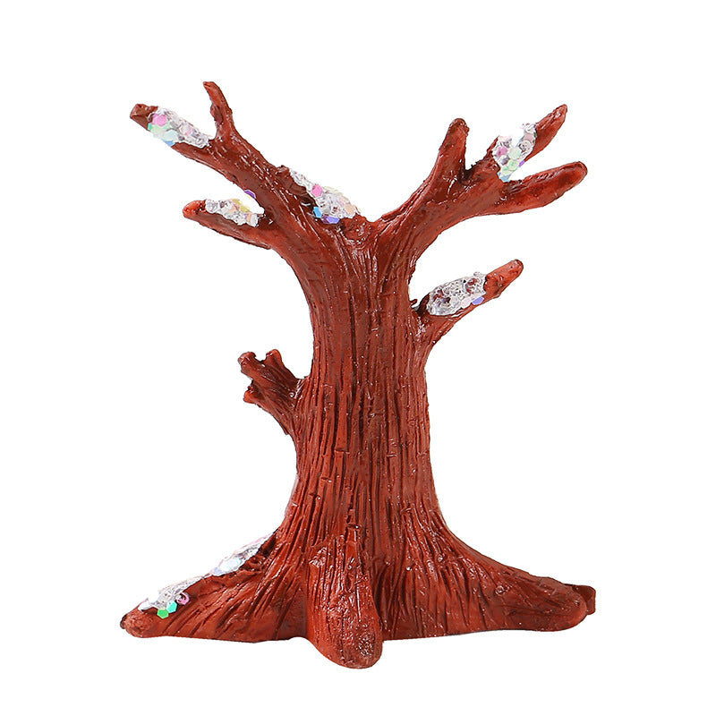 Wholesale Luminous light micro landscape ornaments resin crafts snow tree Christmas ornaments