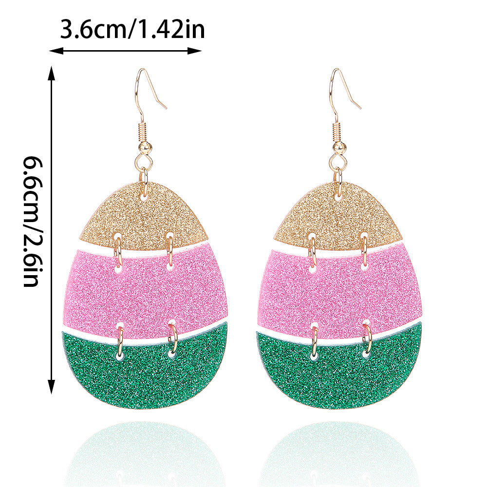 Wholesale New Easter Acrylic Earrings Handmade Shining Colorful Egg Cute Rabbit Stitching Earrings