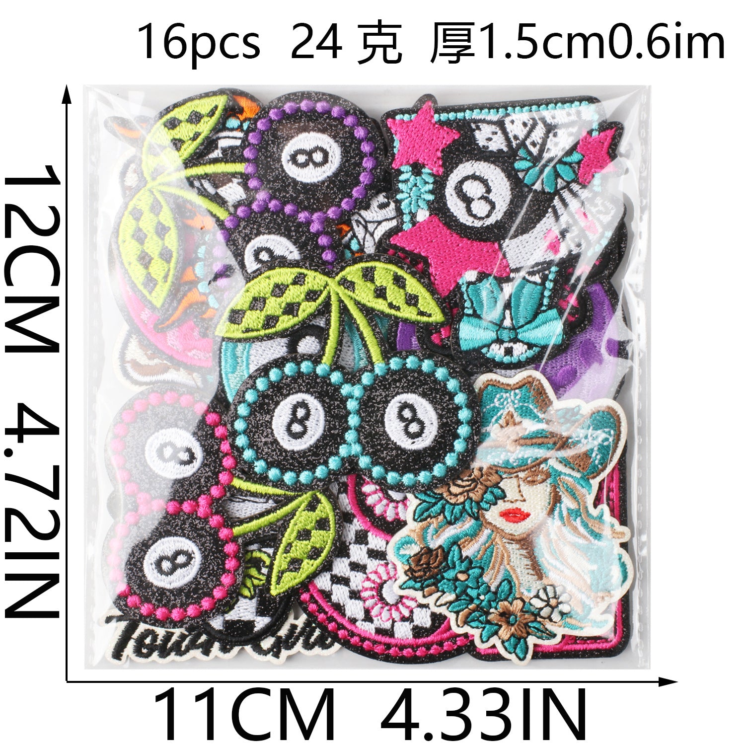 Wholesale Glitter Embroidered Fabric Patch Vintage American Retro Billiards Poker Cowboy Bow Flower Design For Clothing DIY Gift
