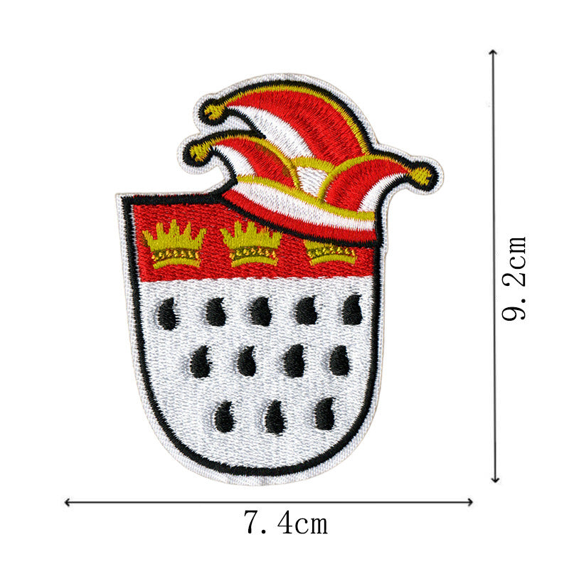 Wholesale Carnival Clown Crown Embroidered Iron On Patches Red Cartoon Design 12 Piece Set Towel Decoration DIY Craft Supply Gift Resale