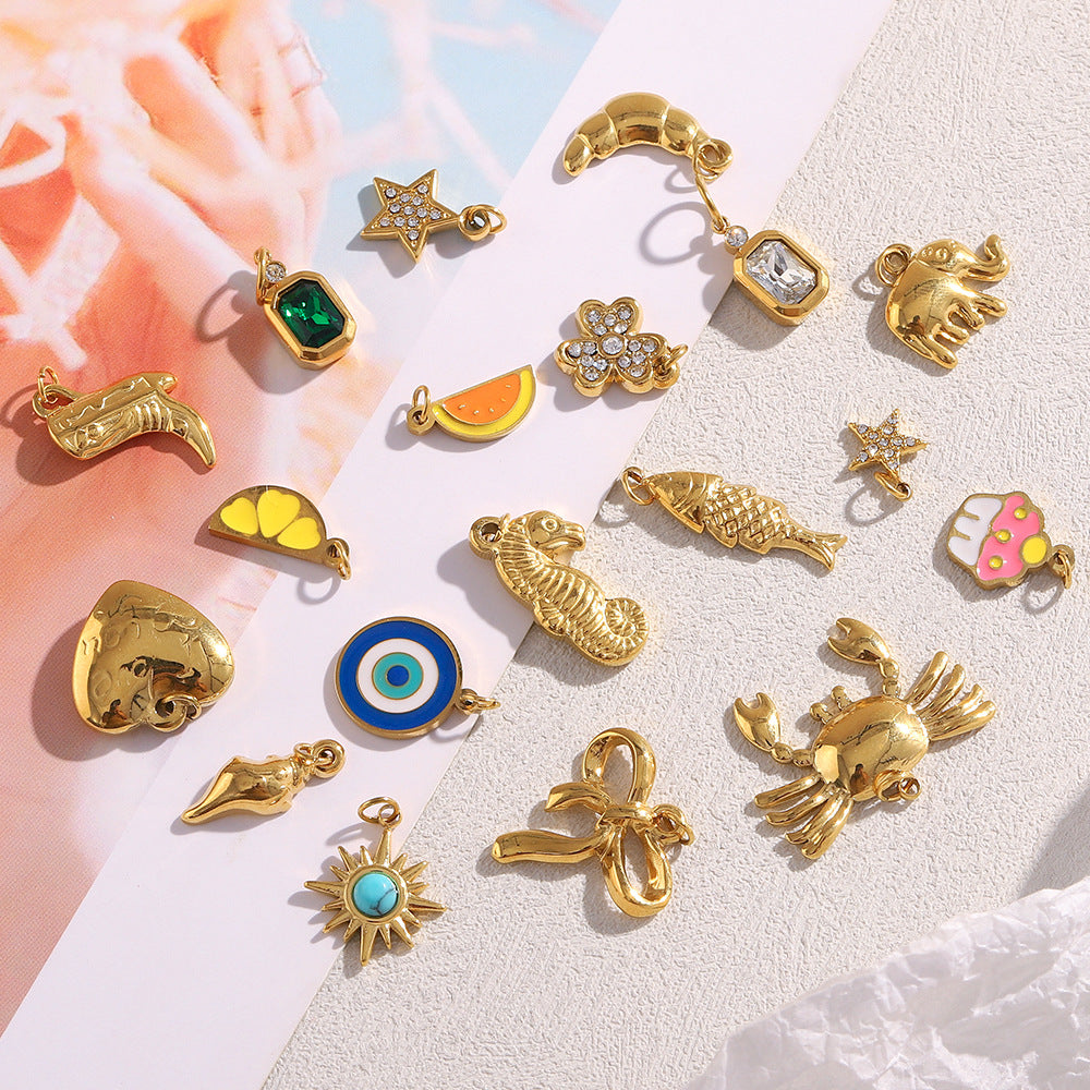 Wholesale Golden seahorse bow tie five-pointed star denim boots pendant