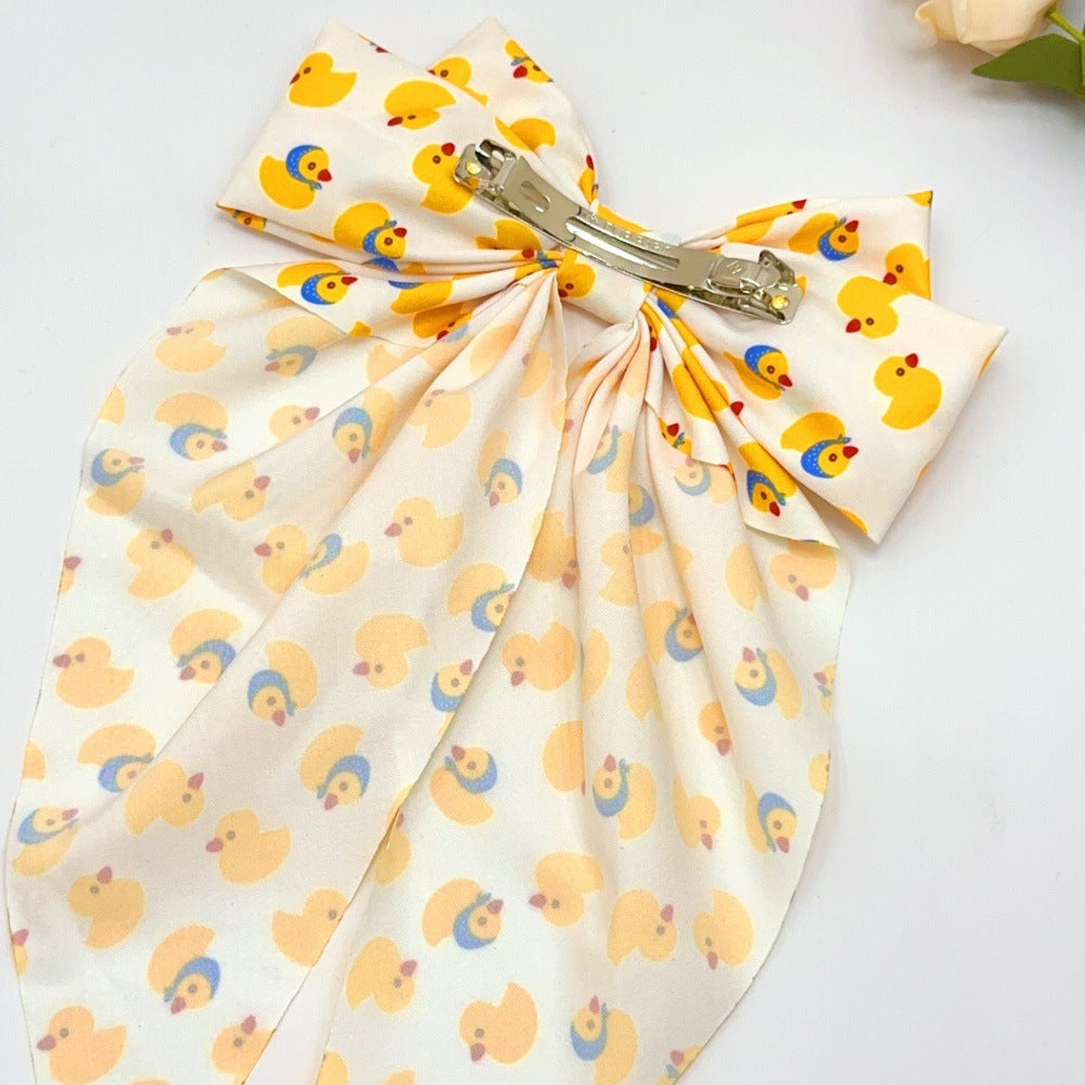 Wholesale Printed Double-Layer Bow Spring Clip Cute Hair Accessory