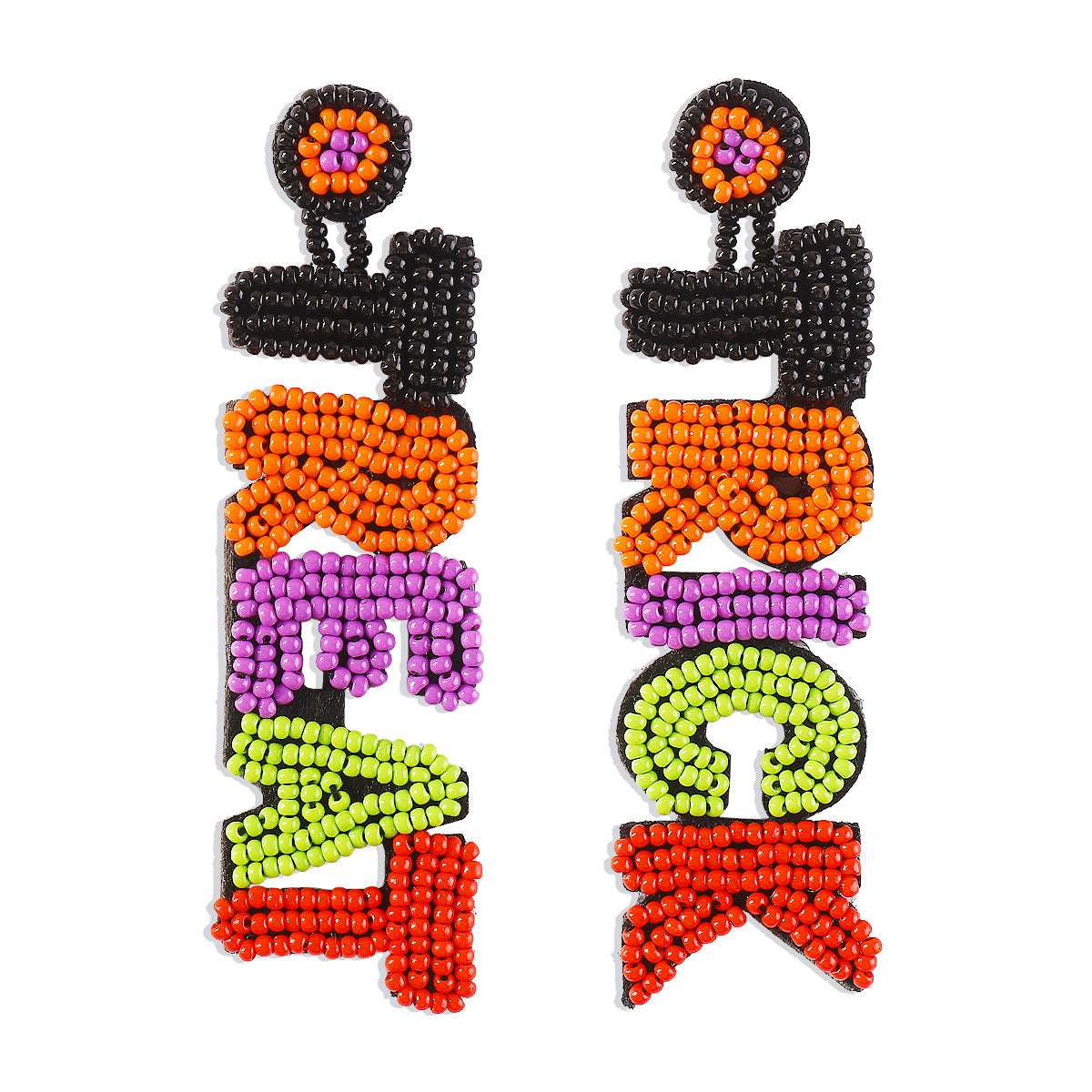 Wholesale Funny Cartoon Halloween Party Dark Pumpkin Ghost Letter Skull Earrings