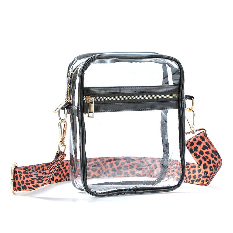 Wholesale Transparent PVC Leopard Print Western Style Single Shoulder Crossbody Bag