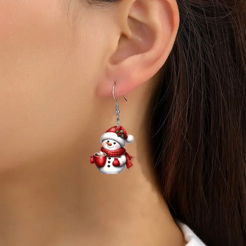 Wholesale Winter Snowman Festive Acrylic Earrings