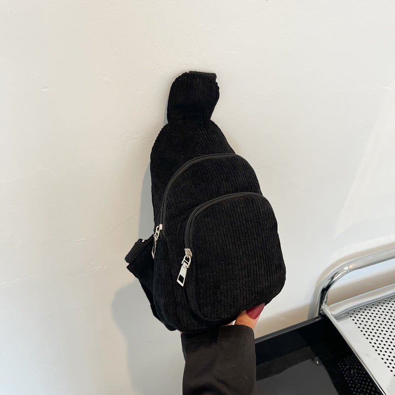 Wholesale Solid Color Chest Bag, Velvet Canvas Bag, Single Shoulder Crossbody Bag