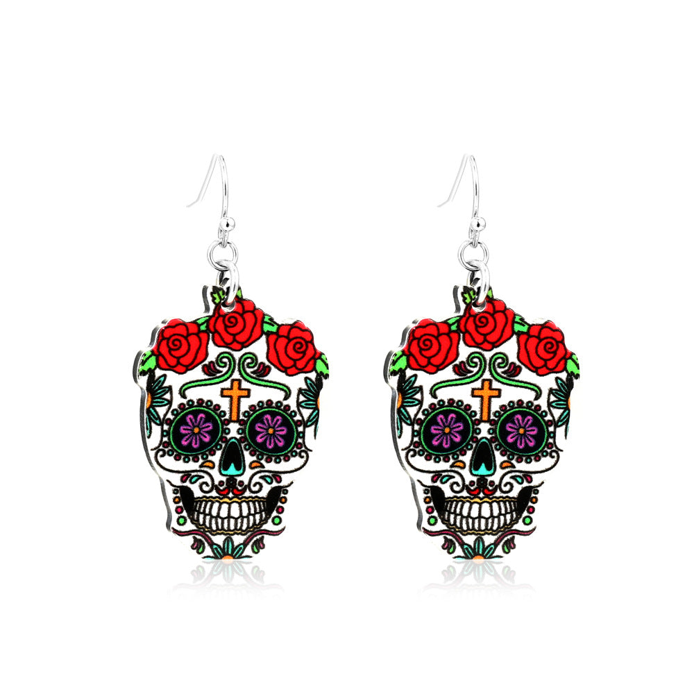 Wholesale Halloween Series Funny Spider Skull Earrings