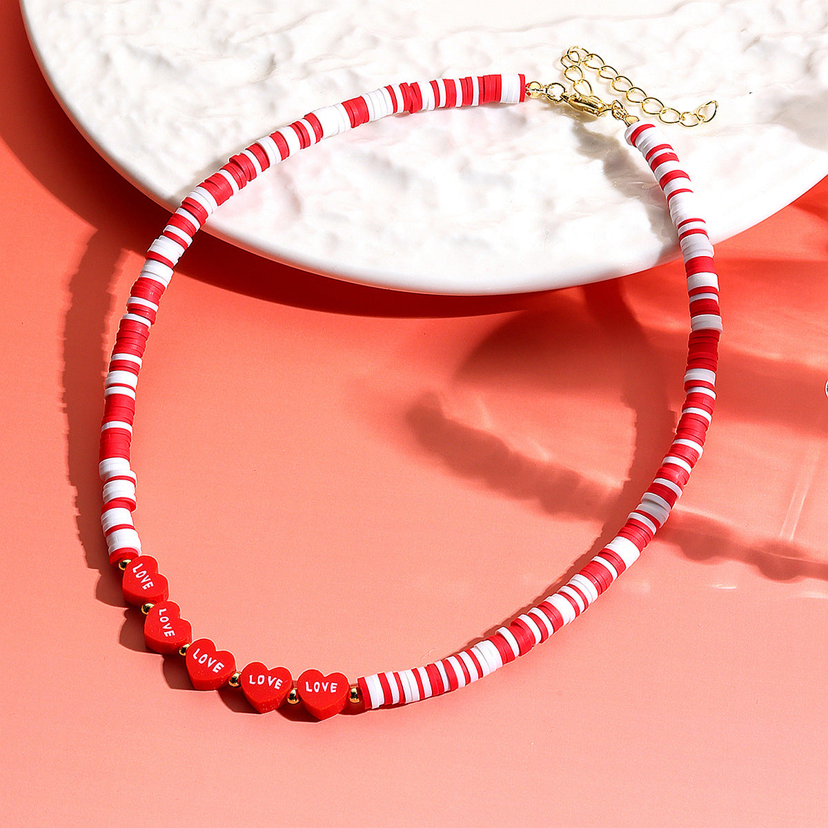 Wholesale Red Rose Zinc Alloy Bracelet and Necklace Valentine' s Day Jewelry Set