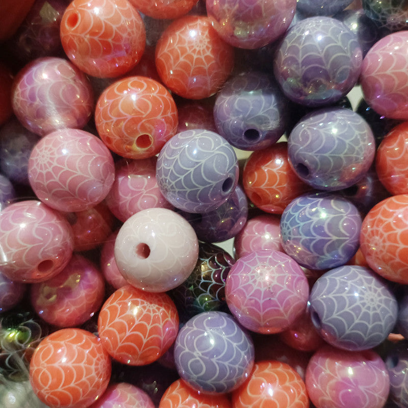 Wholesale 200pcs 16mm UV Plated Colorful Halloween DIY Bead Accessories Straight Hole Round Beads
