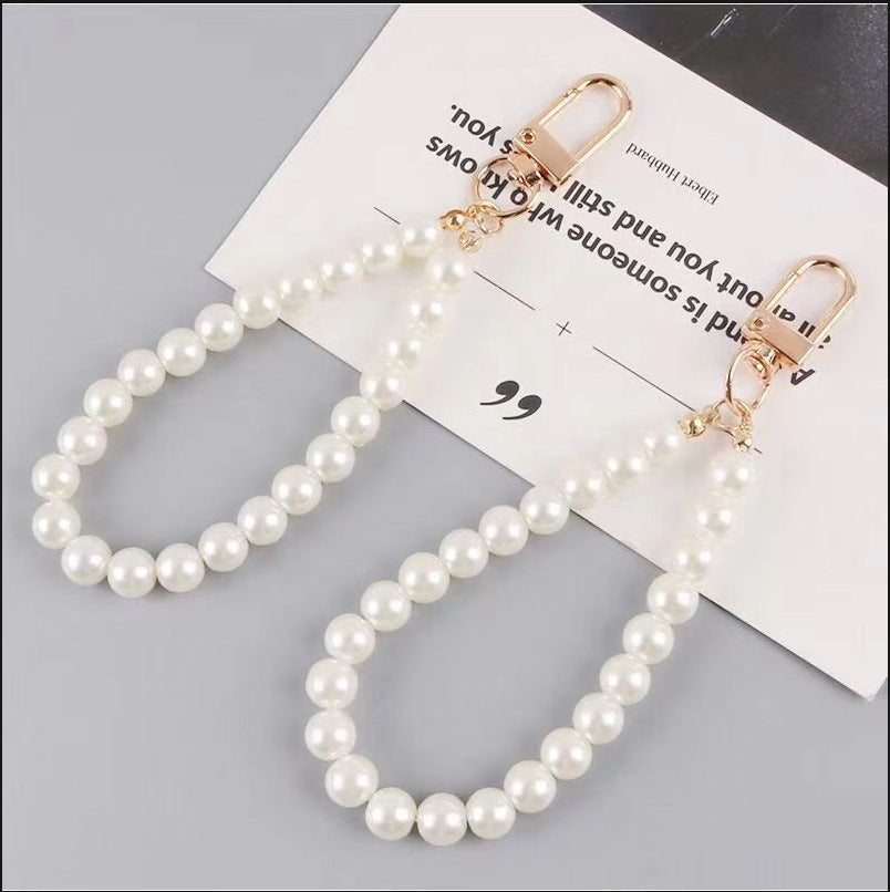 Wholesale 10pcs DIY imitation pearl pearl chain keychain