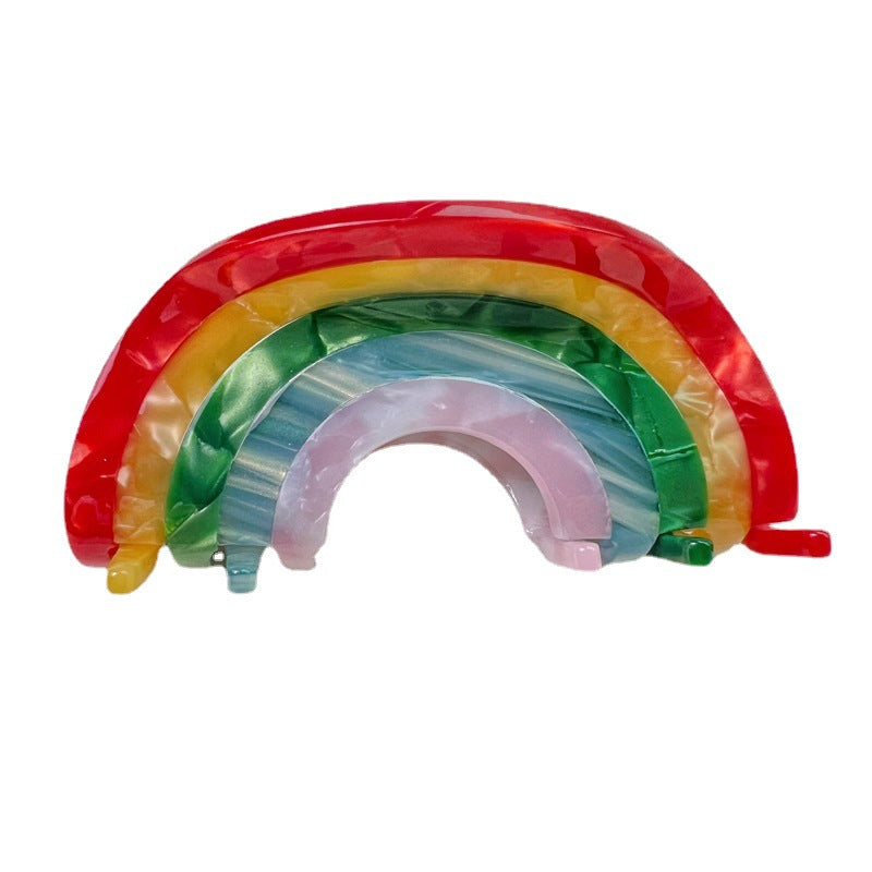 Wholesale Rainbow Acetate Clips Niche Semi-circle Splicing Hair Clips