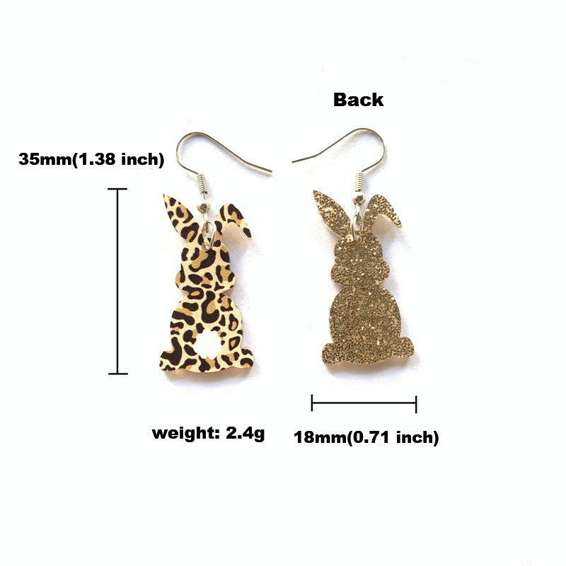 Wholesale Easter Acrylic Cute Leopard Rabbit Earrings