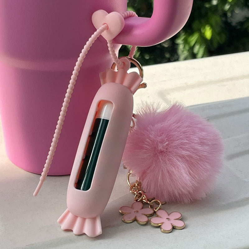 Wholesale Lipstick case silicone protective case bow lipstick bag keychain