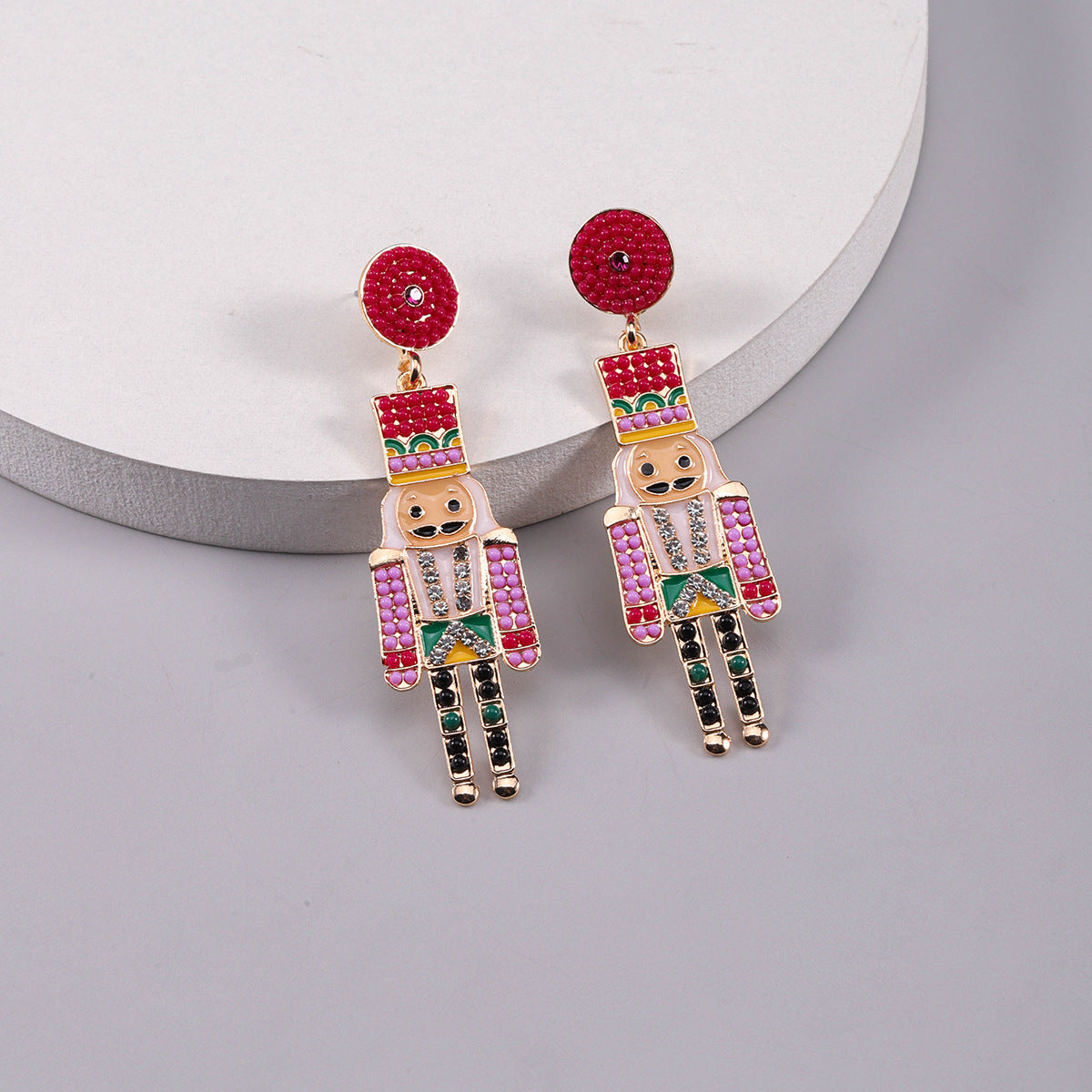 Wholesale Soldier Alloy Oil Drop Diamond Rice Bead Earrings