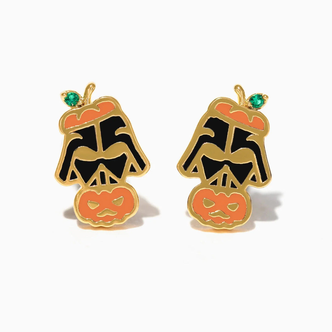 Wholesale Halloween Creative Copper Gold-plated Funny Oil Drop Zircon Cartoon Pumpkin Ghost Earrings