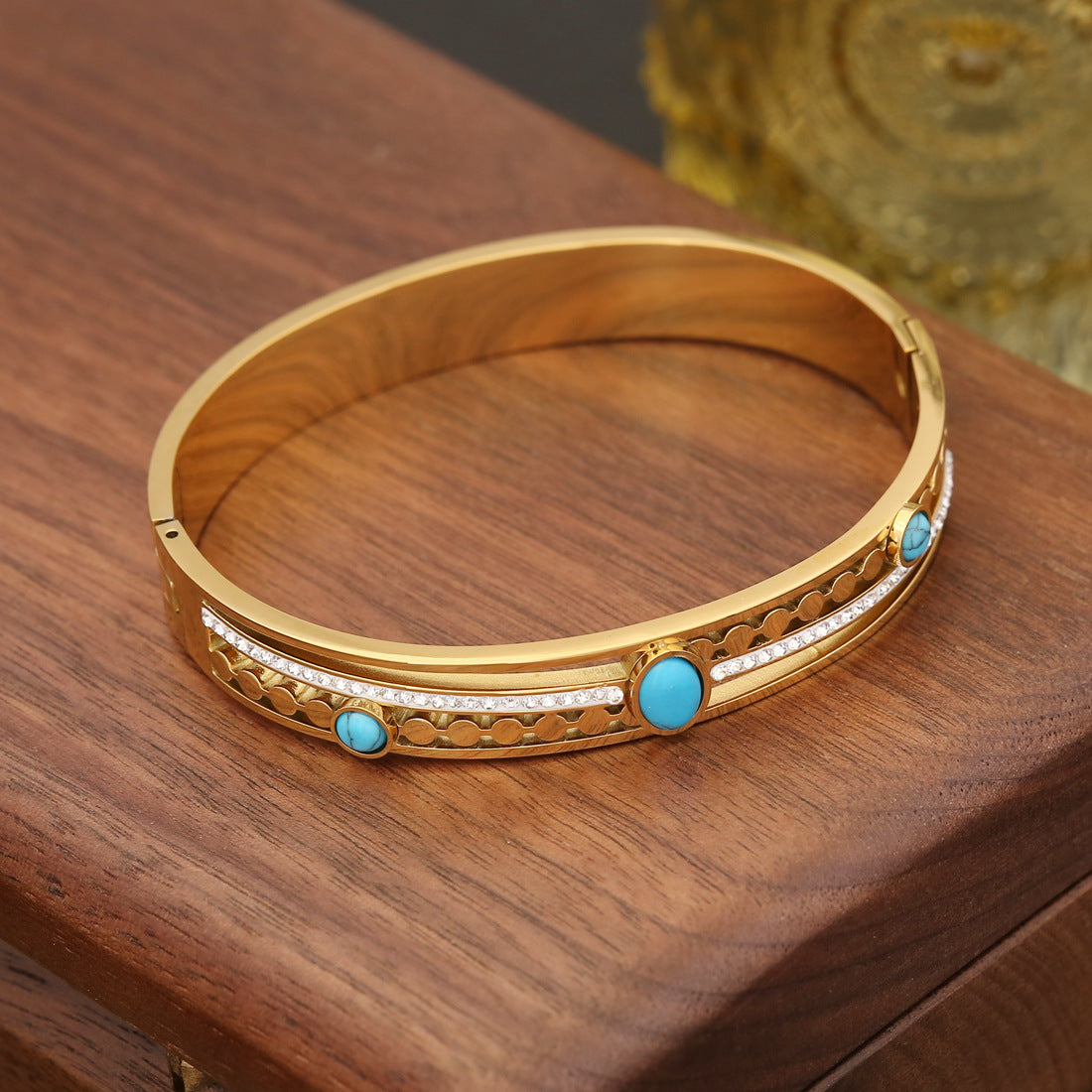 Wholesale Eye Snake Vintage Turquoise Stainless Steel Bracelet