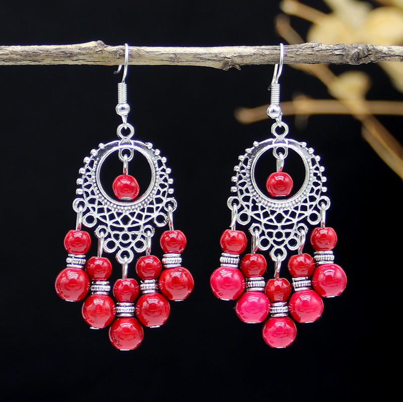 Wholesale All-match Vintage Turquoise Tassel Earrings