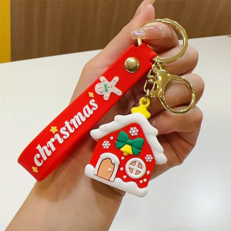 Wholesale Christmas  Cartoon PVC Keychain Decorative Bag Charm Car Key Accessory Trendy Gift For Boutique Resale