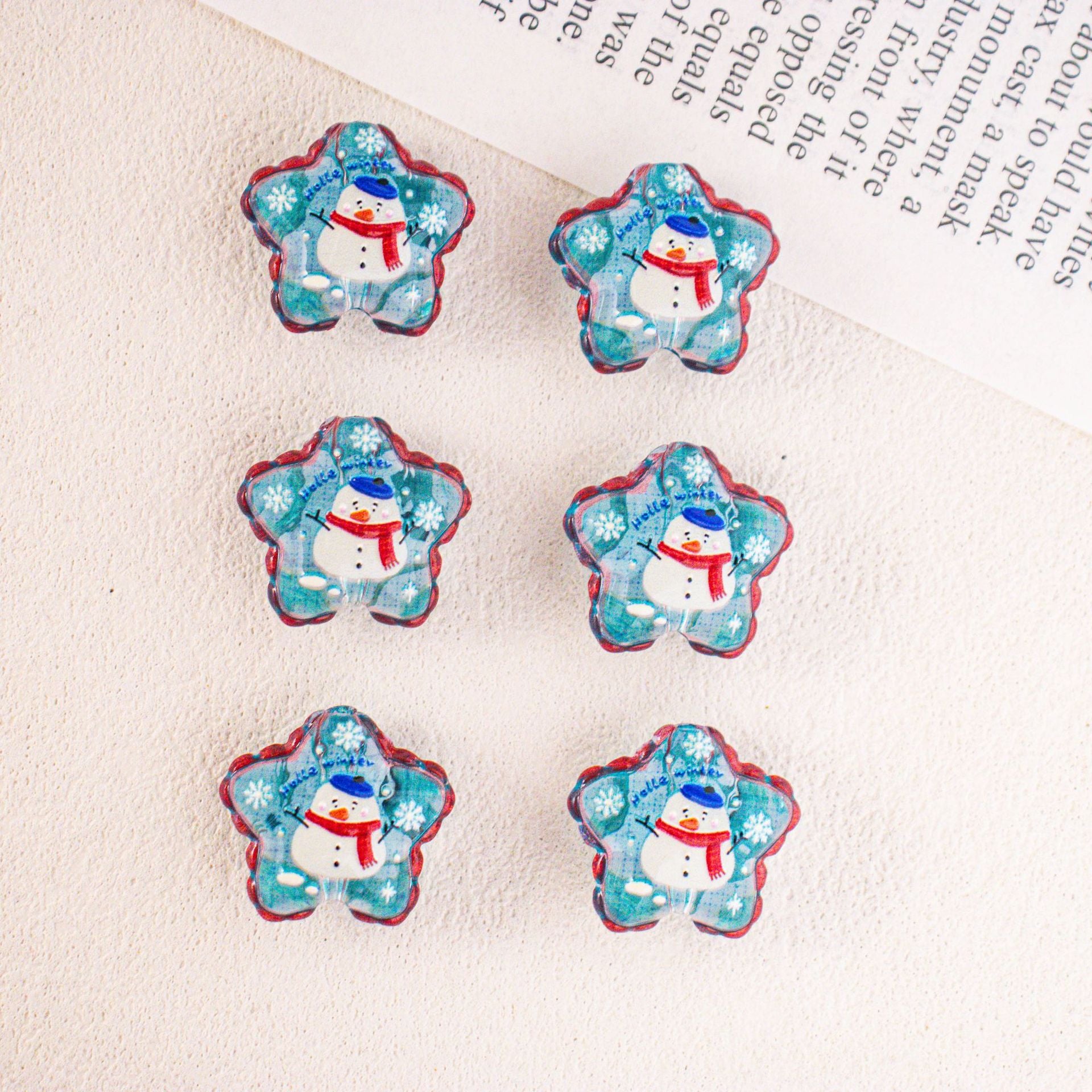Wholesale 10pcs Acrylic Cartoon Printed Star Beads DIY Beadable Accessories OLY Exclusive