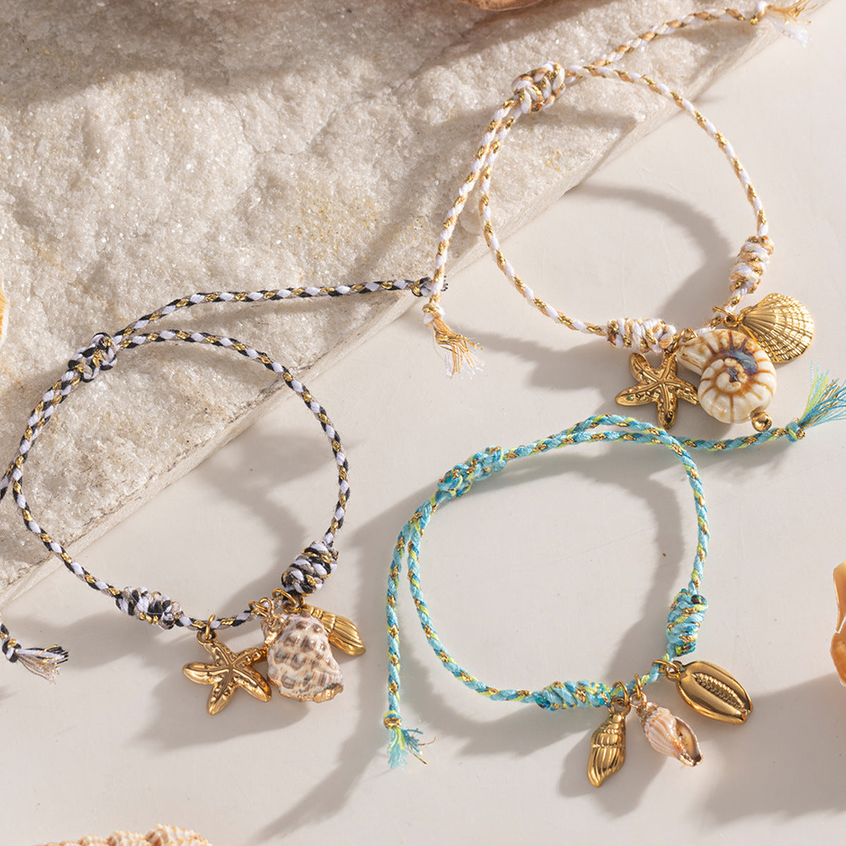 Wholesale Taina' s New Creative Ocean Series Stainless Steel Bracelet Girls Ceramic Conch Titanium Steel Pendant Shell Hand Jewelry