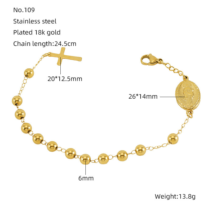 Wholesale Beaded Stainless Steel Cross Bracelet