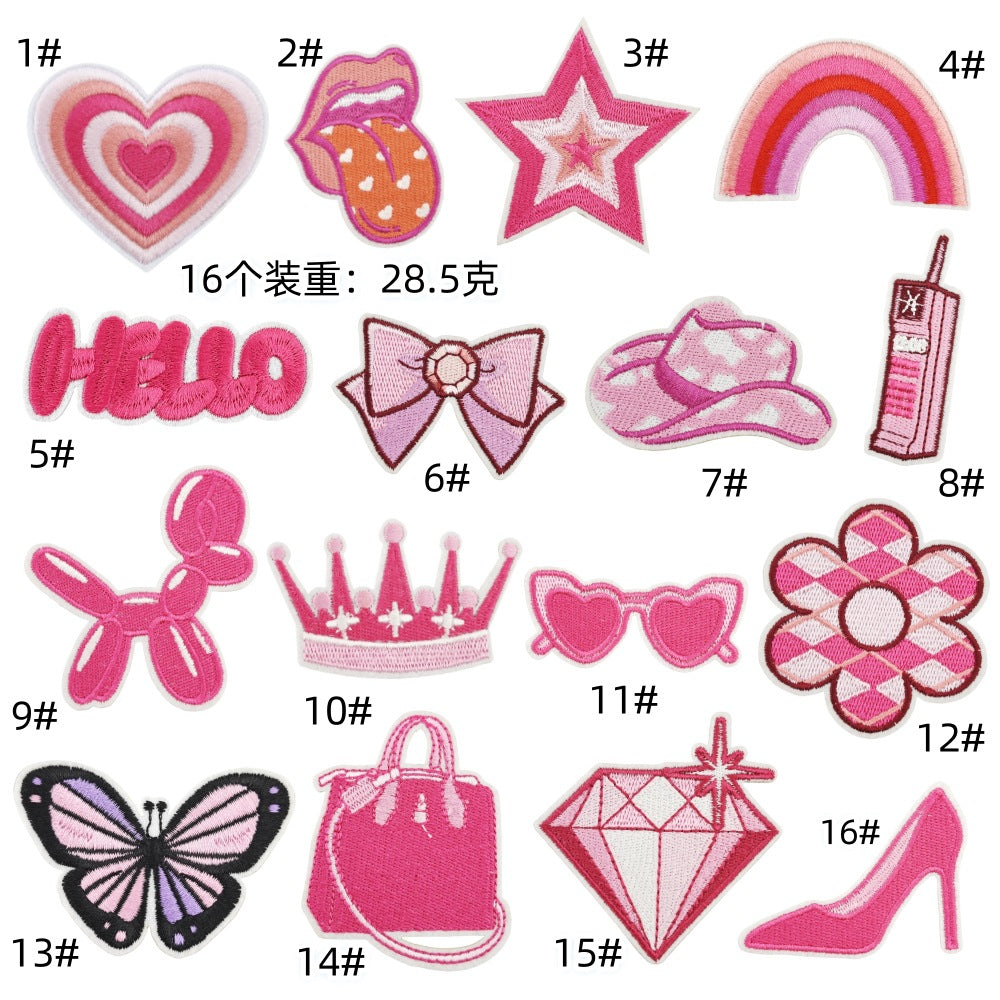 Wholesale Cartoon Pink Bow Embroider Cloth Patch